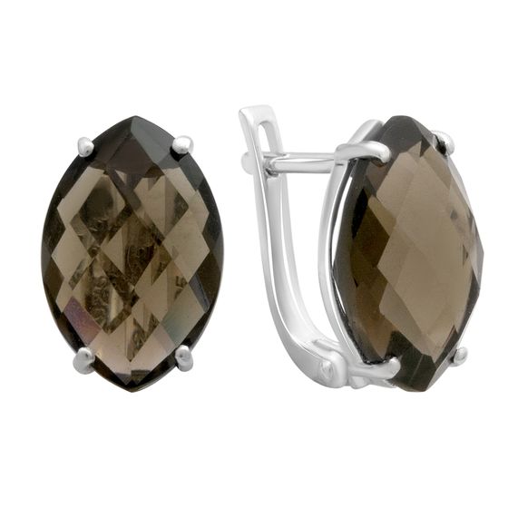 Серебряные серьги с раухтопазом (дымчатым кварцем) 9.628ct