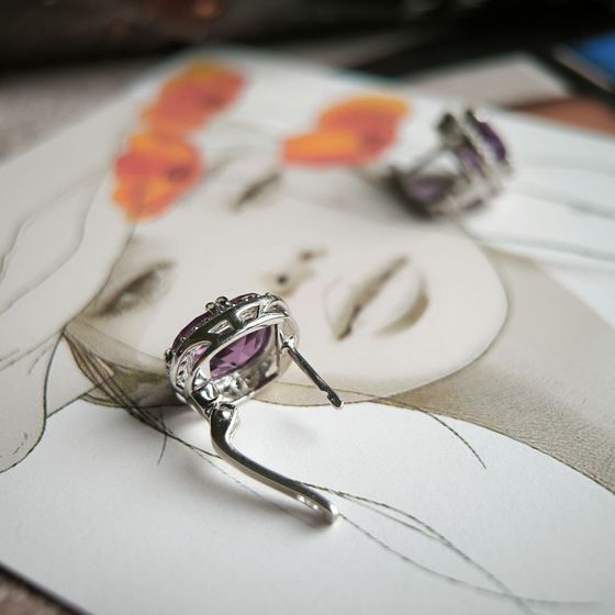 Серебряные серьги с александритом 13.357ct