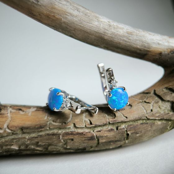 Серебряные серьги с опалом 1.873ct