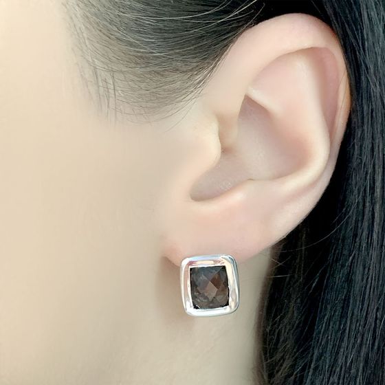 Серебряные серьги с раухтопазом (дымчатым кварцем) 5.092ct