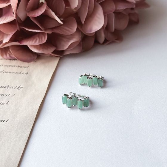 Серебряные серьги с изумрудом 2.55ct
