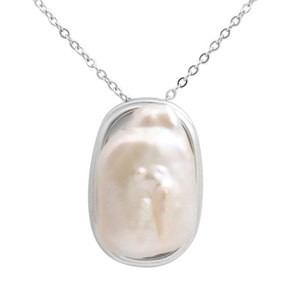 Серебряное колье с жемчугом барочным