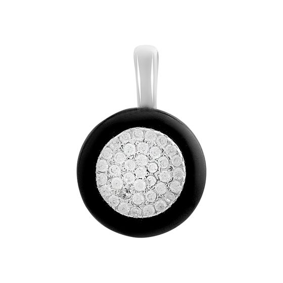 Серебряная подвеска с ониксом, фианитами