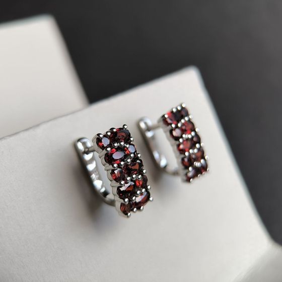 Серебряные серьги с гранатом 4.825ct
