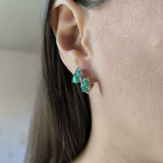 Серебряные серьги с изумрудом 2.622ct