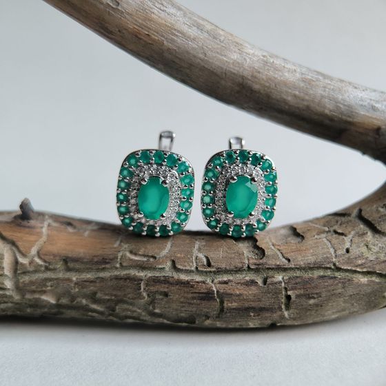 Серебряные серьги с агатом 3.033ct