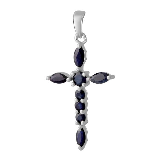 Серебряный крестик с сапфиром 1.938ct