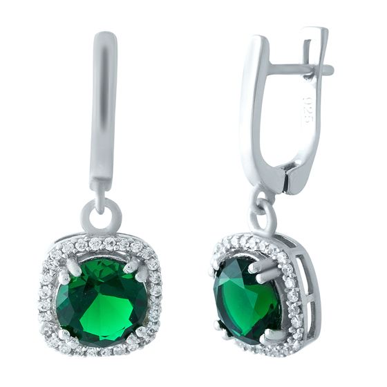 Серебряные серьги с изумрудом nano 3.931ct