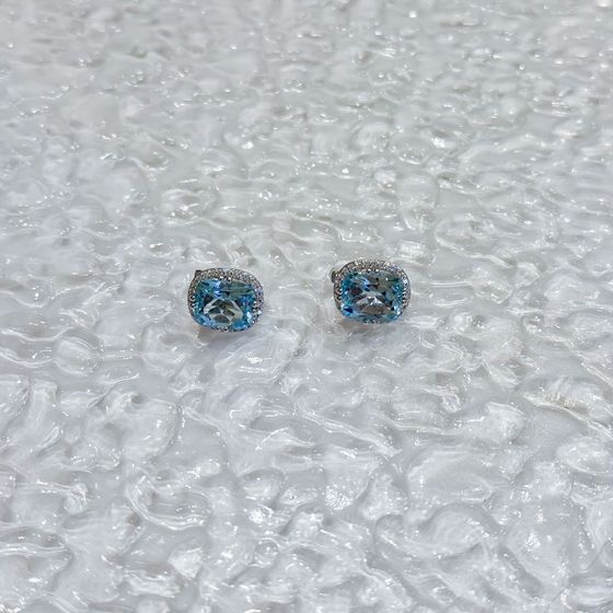 Серебряные серьги с топазом 13.49ct, фианитами