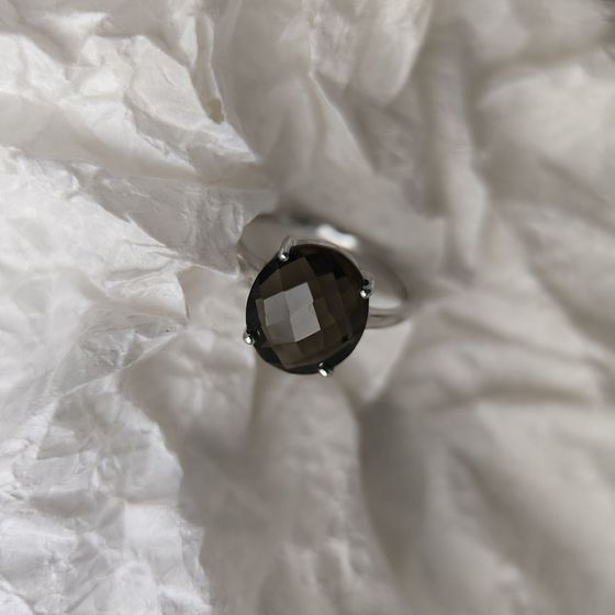 Серебряное кольцо с раухтопазом (дымчатым кварцем) 4.387ct