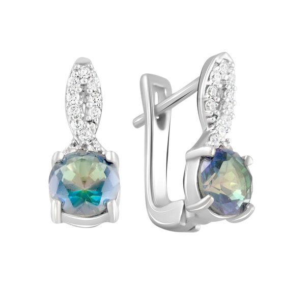 Серебряные серьги с мистик топазом 1.509ct