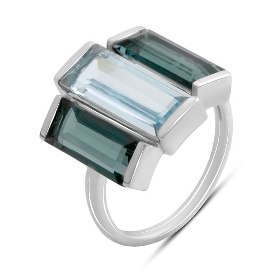 Серебряное кольцо с топазом Лондон Блю 6.66ct, топазом