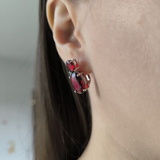 Серебряные серьги с гранатом 11.623ct