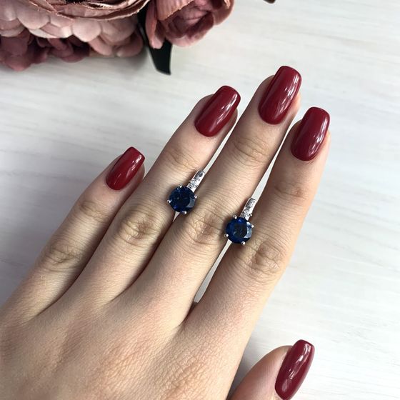 Серебряные серьги с топазом Лондон Блю 3.285ct