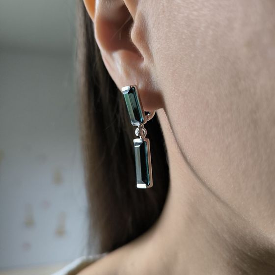 Серебряные серьги с топазом Лондон Блю 9.524ct