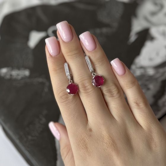Серебряные серьги с рубином 8.2ct