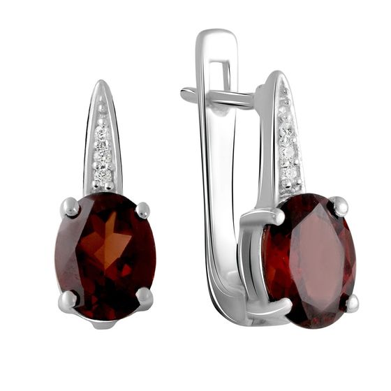 Серебряные серьги с гранатом