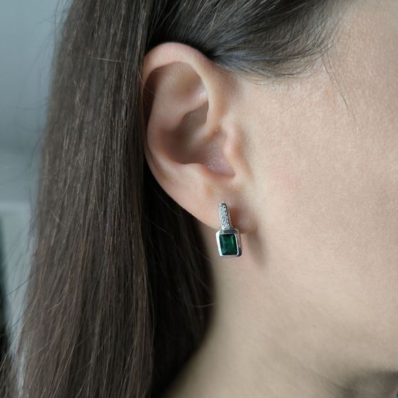 Серебряные серьги с изумрудом nano 8.565ct