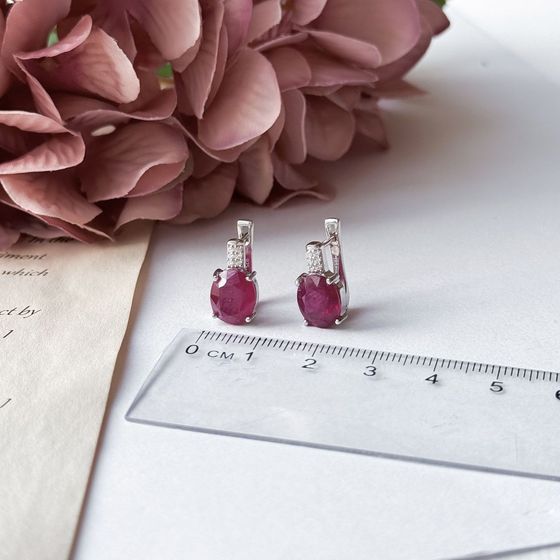 Серебряные серьги с рубином 8.17ct