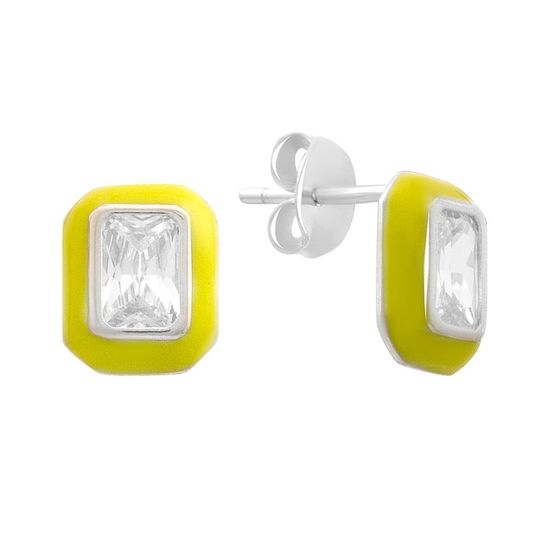 Серебряные серьги с фианитами, емаллю