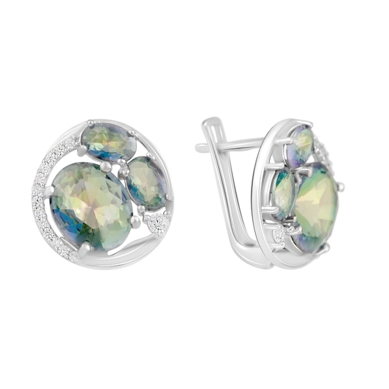 Серебряные серьги с мистик топазом 5.003ct