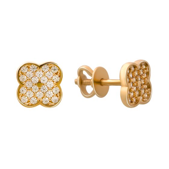 Золотые серьги с фианитами 0.48ct