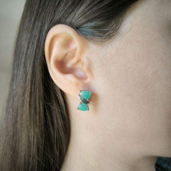 Серебряные серьги с изумрудом 4.058ct