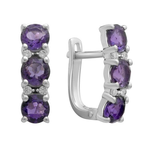 Серебряные серьги с аметистом 2.99ct