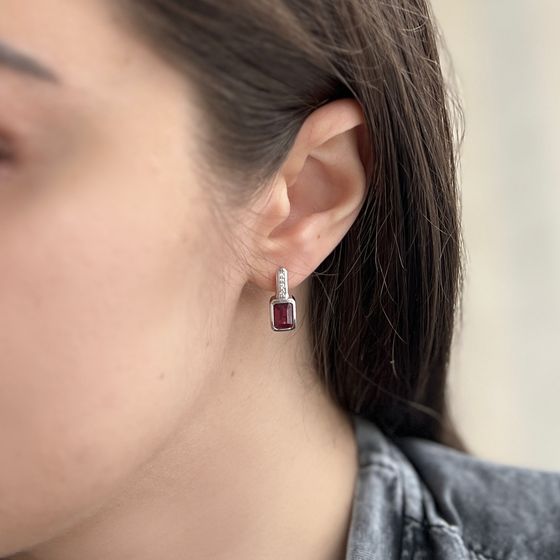 Серебряные серьги с рубином 3.098ct