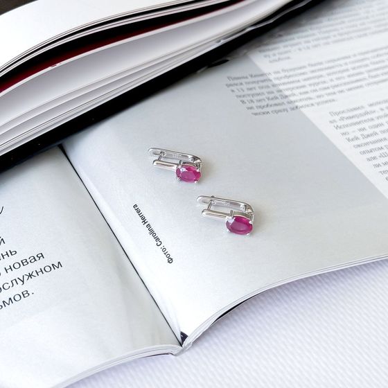 Серебряные серьги с рубином 2.04ct