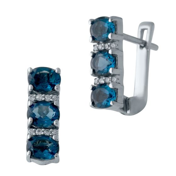 Серебряные серьги с топазом Лондон Блю