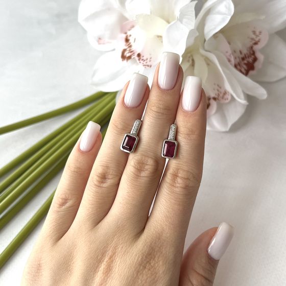 Серебряные серьги с рубином 3.098ct