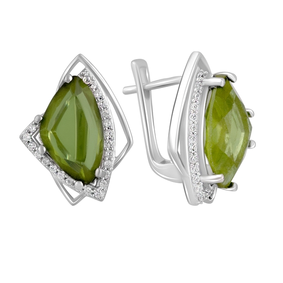Серебряные серьги с султанитом 6.738ct, фианитами