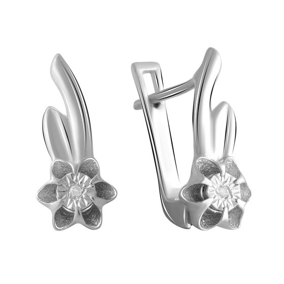 Серебряные серьги с бриллиантом 0.02ct