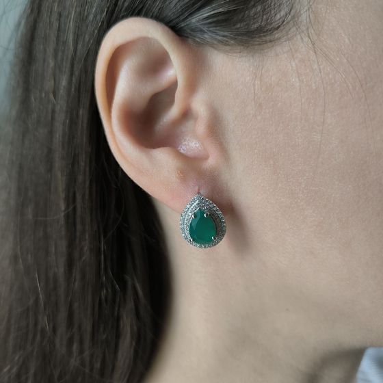 Серебряные серьги с агатом