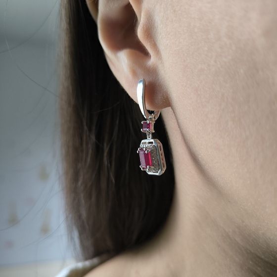 Серебряные серьги с рубином 1.717ct