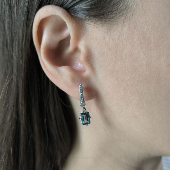 Серебряные серьги с топазом Лондон Блю 2.105ct