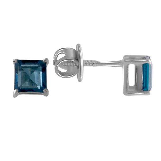 Серебряные серьги с топазом Лондон Блю