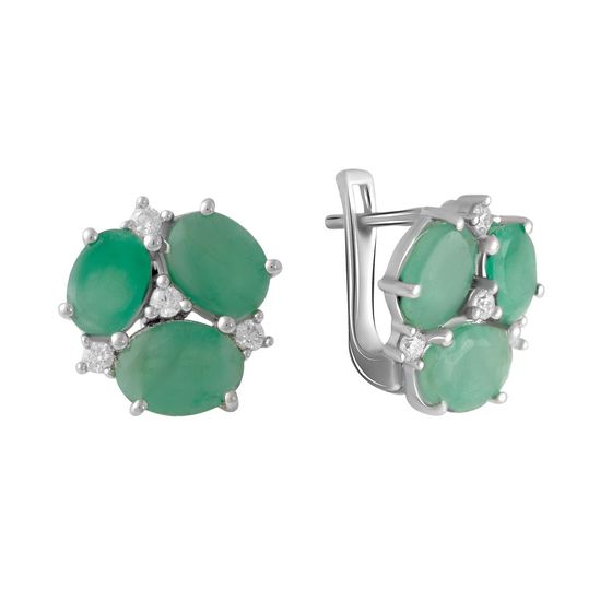 Серебряные серьги с изумрудом