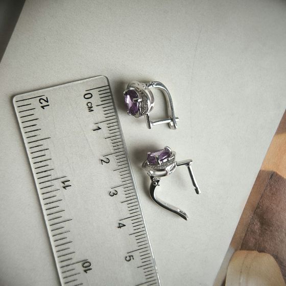 Серебряные серьги с александритом 3.339ct