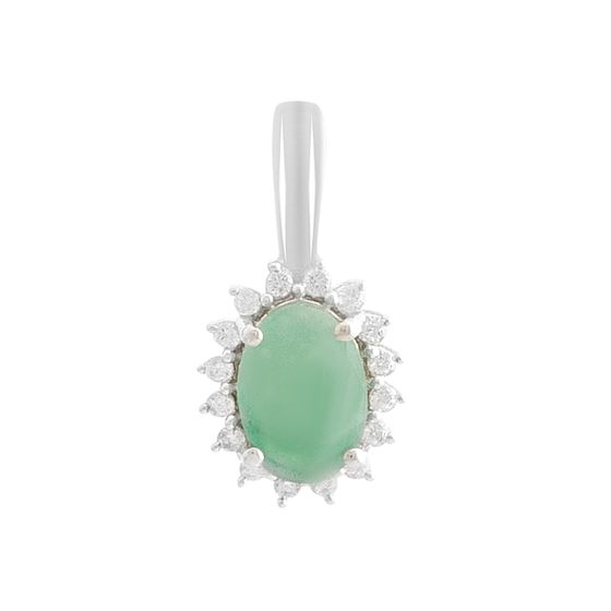 Серебряная подвеска с изумрудом, фианитами