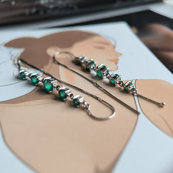 Серебряные серьги с агатом 2.298ct