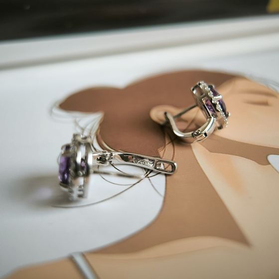 Серебряные серьги с аметистом 4.166ct