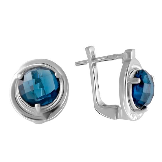 Серебряные серьги с топазом Лондон Блю 3.31ct