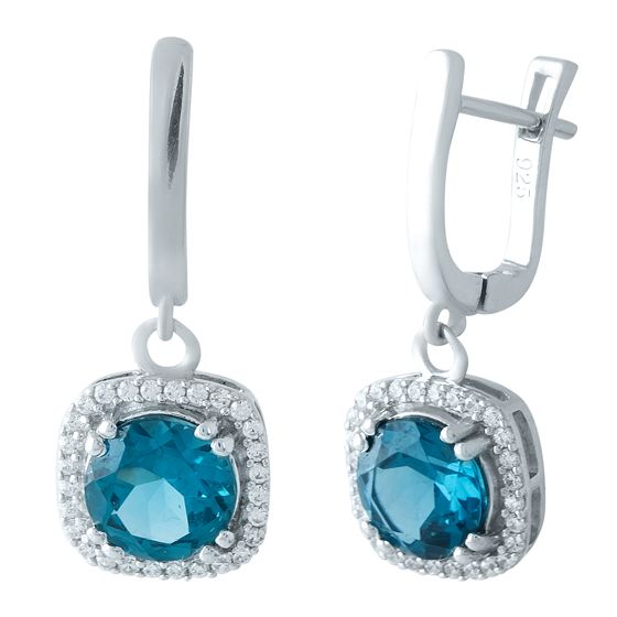 Серебряные серьги с топазом Лондон Блю 3.64ct