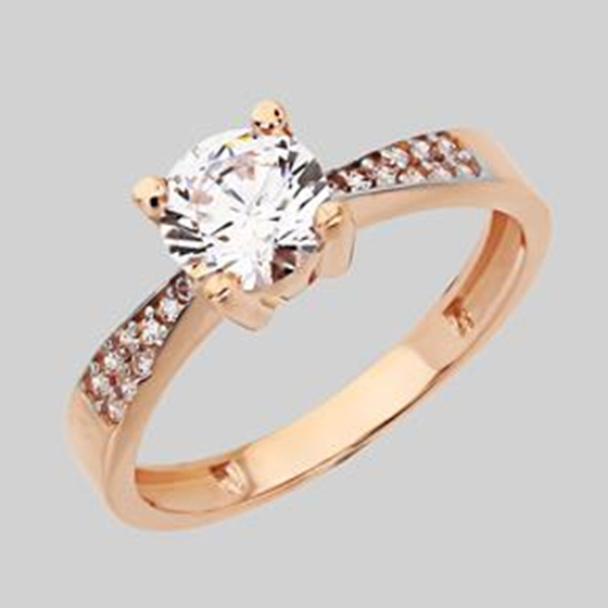 Золотое кольцо с фианитами 0.43ct