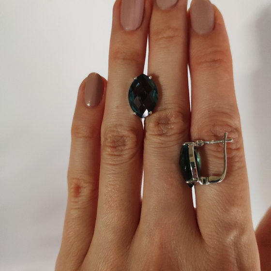 Серебряные серьги с топазом Лондон Блю 9.835ct