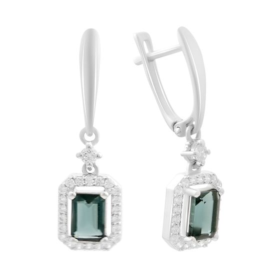 Серебряные серьги с топазом Лондон Блю 2.761ct, фианитами