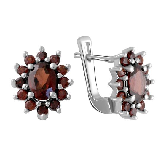 Серебряные серьги с гранатом 2.917ct
