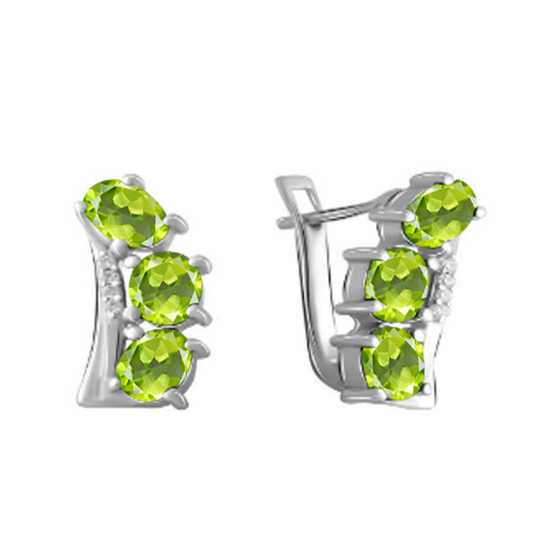 Серебряные серьги с хризолітом